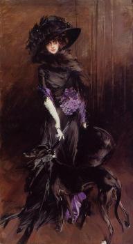 喬瓦尼 波爾蒂尼 Portrait of the Marchesa Luisa Casati, with a Greyhound